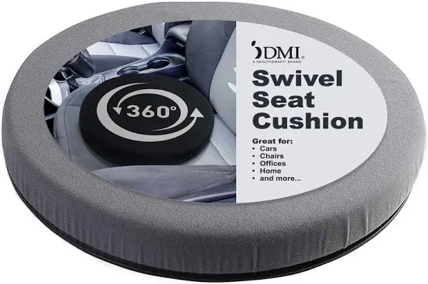 HealthSmart 15&#034; x 1 3/8&#034; Foam Deluxe Swivel Seat Plastic Cover Gray