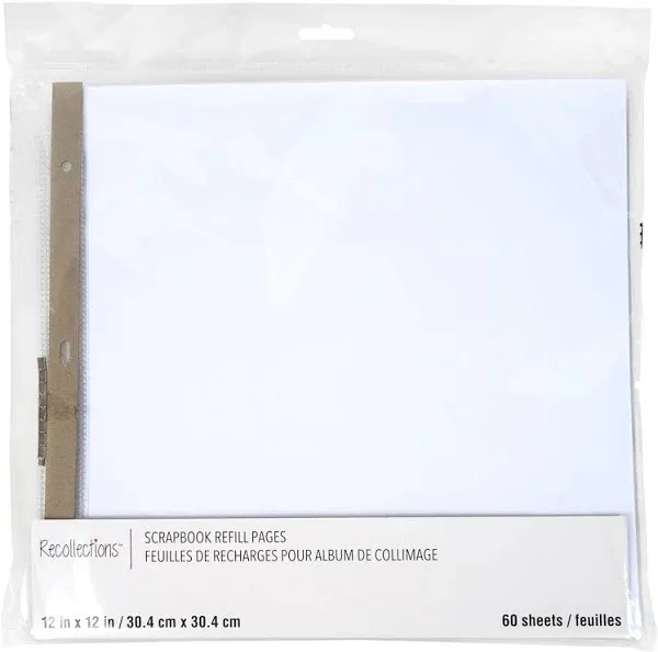 12" x 12" White Scrapbook Refill Pages by Recollections™, 60 Sheets