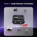 avedio Links 4K@60Hz HDMI Audio Extractor, HDMI to HDMI + Optical Toslink SPDIF + 3.5mm Aux Stereo Audio Out, HDMI Audio Converter Adapter Splitter