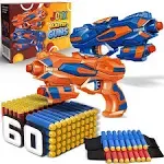 2 Pack Blaster Guns Toy Guns for Boys with 60 Pack Refill Soft Foam Darts for Kids Birthday Gifts Party Supplies Hand Gun Toys for 4 5 6 7 Year Old Boys