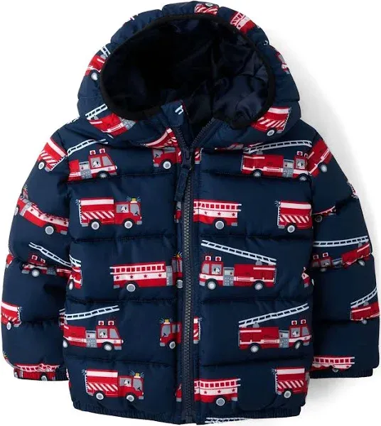 The Children's Place Baby and Toddler Boys' Medium Weight Wind-Resistant, Water-Resistant Puffer Jacket