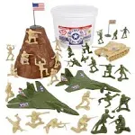 TimMee Bucket of Army Men - Tan vs. OD Green 54pc Soldier Playset - Made in USA