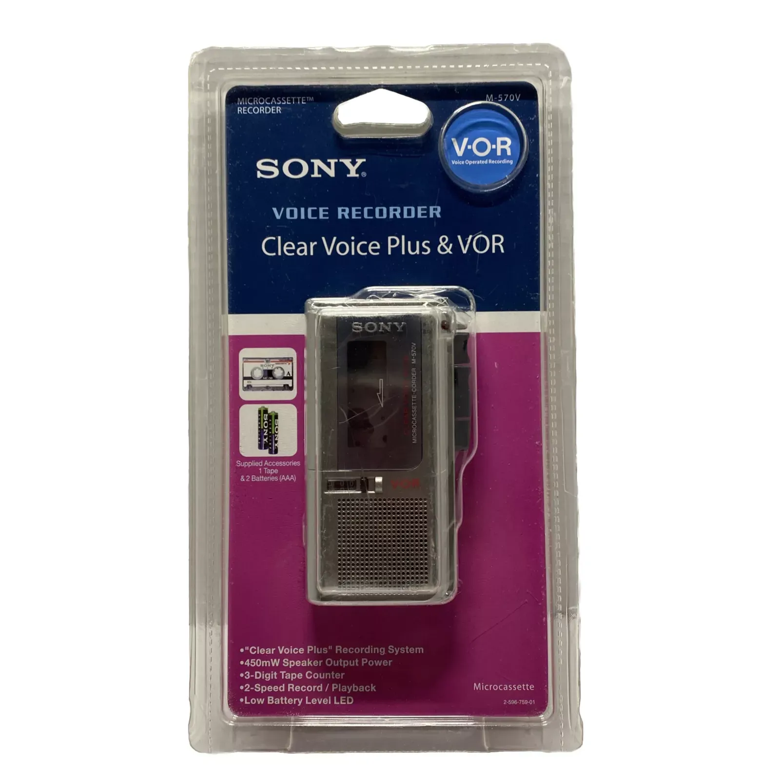 Sony M-570V Handheld Cassette Voice Recorder *See Description*