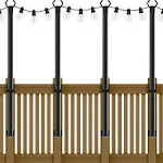 4 Pack String Light Poles, 5Ft Metal Poles with Fork for Outdoor String Lights