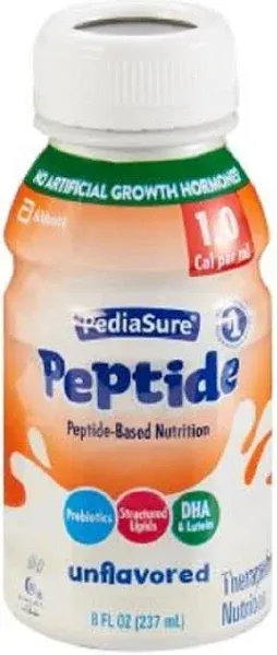 PediaSure Peptide 1.0 Cal, Peptide-Based Formula, Sole-Source Nutrition Drink for Tube Feeding or Oral Nutrition, Vanilla, 8-fl-oz Bottle, Pack of 24