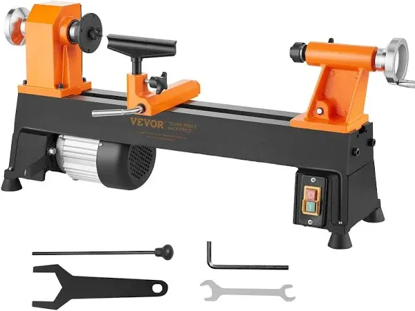 VEVOR Benchtop Wood Lathe, 10 in x 18 in, 0.5 HP 370W Power Wood Turning Lathe Machine, 5 Variable Speeds 780/1320/1920/2640/3840 RPM with Rod Injection Wrenches Faceplate Foot Pads, for Woodworking