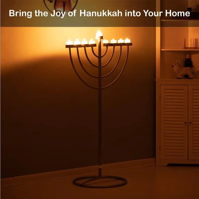 Vintiquewise Modern 9 Branch Lighting Thin Pipe Hanukkah Menorah