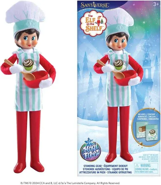 The Elf on the Shelf MagiFreez Christmas Chef Set for Your Scout Elf - Includes Magical Standing Pants, elf- Sized Chef’s hat and Apron, Bowl and Spoon and Flour and Sugar Boxes.