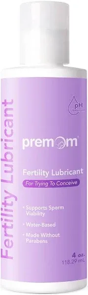 Premom Personal Fertility Lubricant for Conception: pH Balanced - Paraben Free - Sperm Friendly Water Based Lube | Personal Lube for Women & Couples Trying to Conceive | 118.29 mL