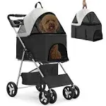 MoNiBloom 3-in-1 Foldable Pet Stroller Detachable Carrier, Car Seat and Stroller with Push Button Entry for Small Pets, Dog Stroller for Medium Dogs