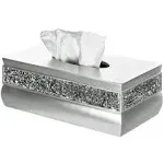 nu steel Gloss collection Stainless Steel Flat Rectangle Tissue Box Cover Holder for Bathroom Tissue Holder Vanity Countertop, Bedroom Dressers, Night Stands, Desks and Tables Dining Hall - brushed