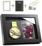 Medal Display Shadow Box - Single Medal Display case - Perfect Medal Display for Runners, Marathon, Race Winner,Soccer, Football, Gymnastics & All Sports (Black, 6x8)