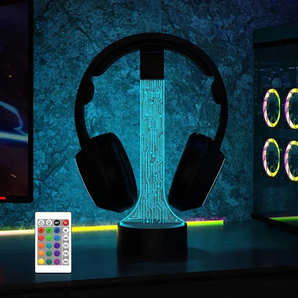 Light up Headphone Stand for Desk, Gaming Headset Holder RGB with 16 Color Light