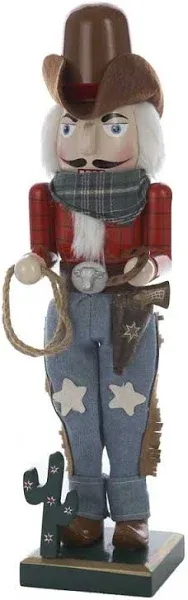 Kurt Adler Wooden Nutcracker Collection, Cowboy with Lasso Nutcracker, 15"