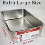 Extra Large Metal Cat Litter Box, Stainless Steel Durable Litter Pan for