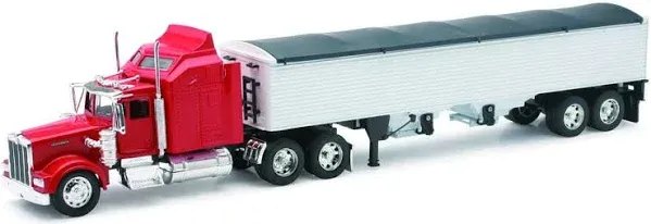 1/32 Red Kenworth W900 Semi with Grain Hopper Trailer by New Ray