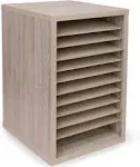 AdirOffice 11-Compartment Wood Vertical Paper Sorter Literature File Organizer, Medium Oak