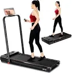 RHYTHM FUN Foldable Treadmill, 300 lb Capacity Walking Pad 2.5HP Treadmill Under Desk, Portable Treadmill for Home and Office, Folding Treadmill 2 in 1 with Remote Control, LED Display