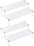 BYCY 2 Pack 2-Tier Clear Acrylic Display Stand Display Shelf for Dessert Jewels Figurines, Clear Cupcake Stand - 2 Pack ( 12" * 6.9" * 4.25" )