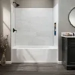 Palisade 25.6 in. x 14.8 in. Interlocking Vinyl Tile Shower and Tub Surround Kit in Polar Frost