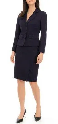 Le Suit Womens Plaid  Three-Button Suit