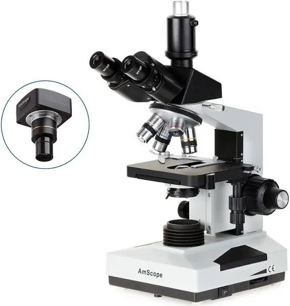 AmScope 40X-2000X Lab Clinic Veterinary Trinocular Microscope with 8MP Camera