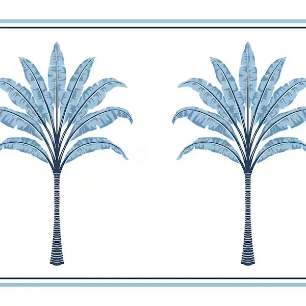 Harry & Grace Montgomery Palm Peel and Stick Wallpaper Border - 10.25 in. W x 18 ft. L - Blue Lake