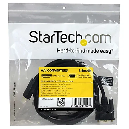 StarTech.com 6 ft HDMI to VGA Active Converter Cable