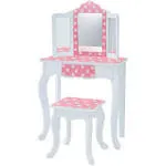 Teamson Kids Pretend Play Kids Vanity, Table and Chair Vanity Set with Mirror...