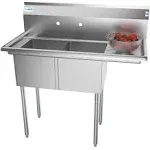 Koolmore SB141611-12R3 43" W 18 Gauge Galvanized 2 Compartments Sink