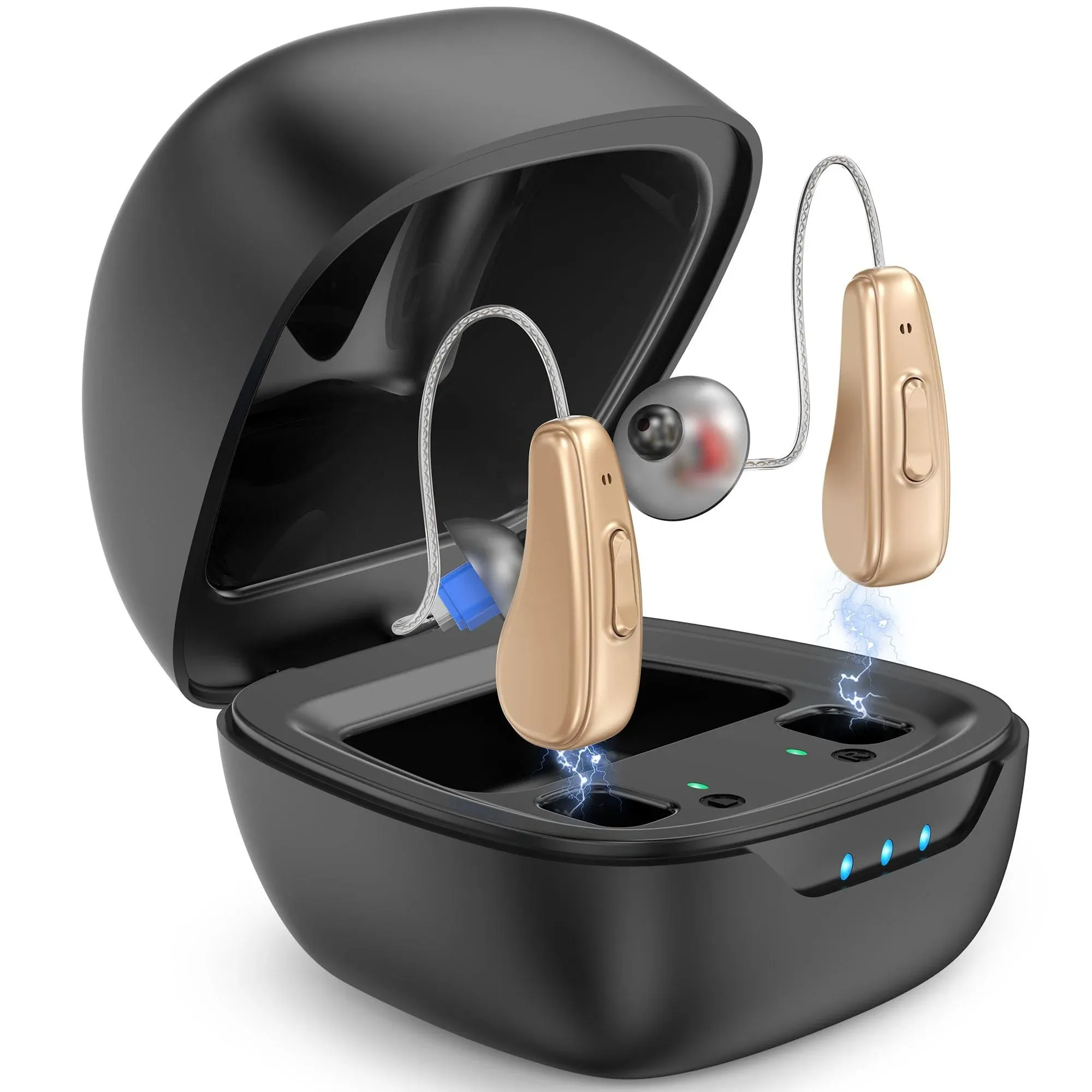 NVBOTY Hearing Aids for Seniors Rechargeable with Noise Cancelling, Hearing Amplifier with 5 Levels of Volume Adjustmen, Simple to Operate and Hear C