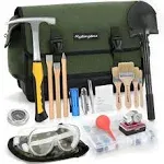 Mysterystone 23 Pieces Rock Hammer Kit for Rock Hounding, Complete Great Bundle Including Steel Rock Pick Hammer,3-Pieces Heavy Duty Chisel Set