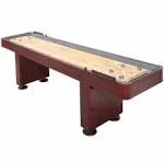 Challenger Shuffleboard Table with Dark Cherry Finish, Hardwood Playfield, Storage Cabinets, Climate Adjusters, Leg Levelers, 8 Pucks, Brush and Wax