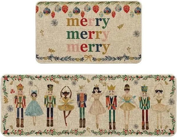 The Holiday Aisle Merry Christmas Decorative Kitchen Mats (Set of 2)