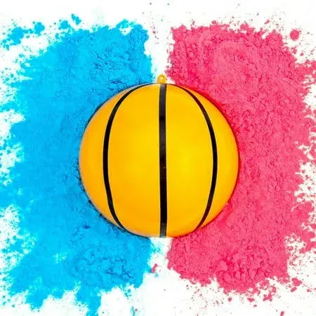 Gender Reveal Basketball with Powder | Exploding Basketballs Kit | Includes Both Pink and Blue Color Packs + One Basketball Shell