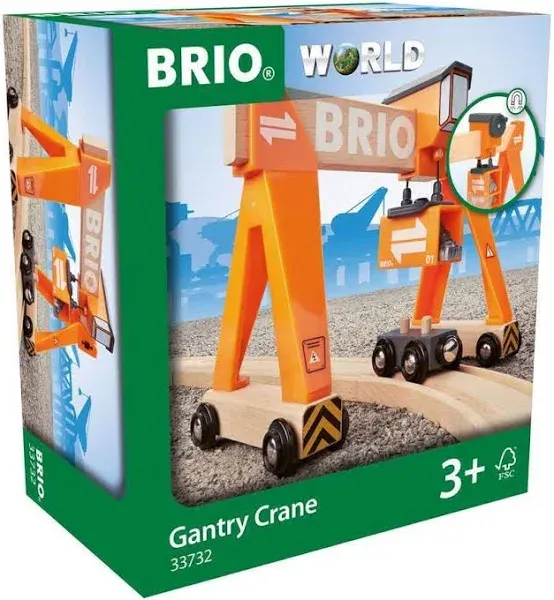 BRIO Gantry Crane - Authentic Railway Toy | Functioning Sliding Cabin | Wooden Track Compatible | FSC-Certified Beech Wood Construction