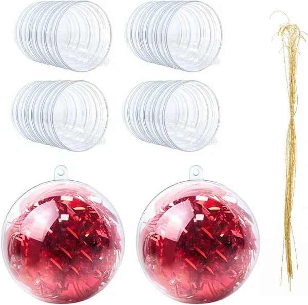 20pcs 80mm Clear Plastic Fillable Christmas Ball Ornaments