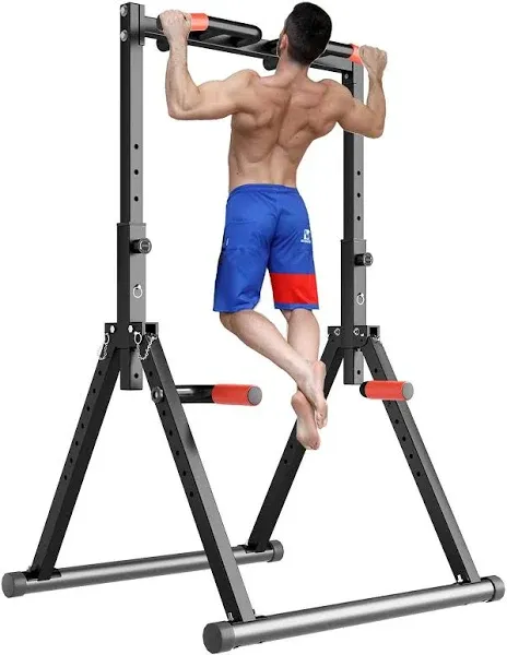 Pull Up Bar Station, Foldable Power Tower Dip Bar for Pull-up Push-up Home Gy...