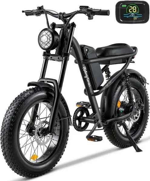 1500W Moped Style Ebike Full Suspension, 20 Inch Fat Tire Electric bike, Max 28MPH & 37-150 Miles Electric Motorcycle, 750WH/1500WH Battery, All-Terrain E Bike for Mountains, Snow, Sand, Road