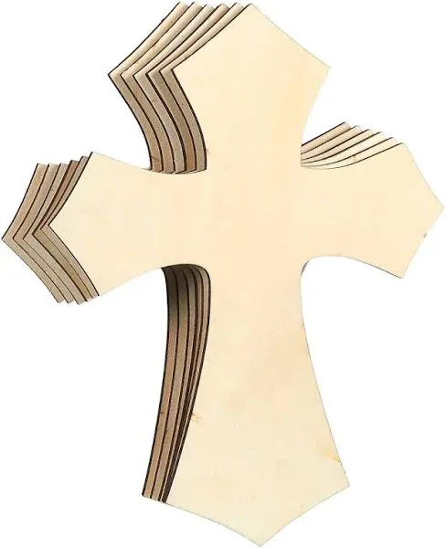 Juvale 6-Pack Unfinished Wood Cutout Cross Shaped for Craft DIY Sunday School Church