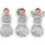 Omni Swaddle Sack with Wrap -  Arms Up Sleeves & Mitten Cuffs, Heathered Gray with Polka Dot Trim