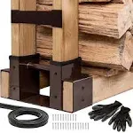 Tidyboss Outdoor Firewood Log Storage Rack 2x4 Bracket Kit Adjustable to Any Length with Seal Strip Gloves Steel Plates An