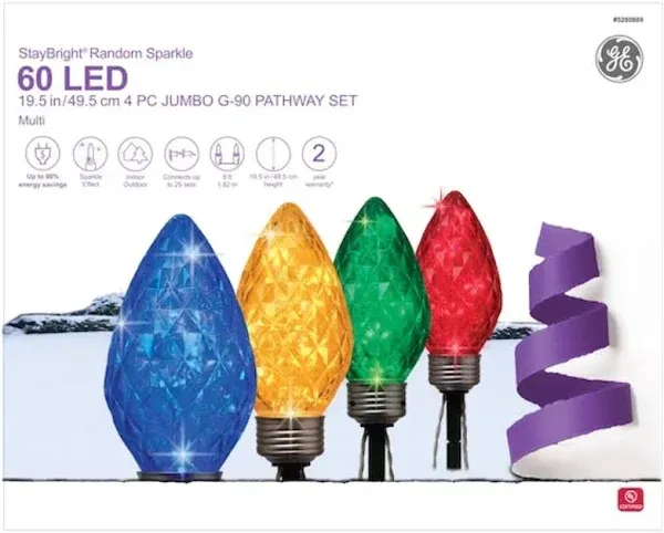 GE Random Sparkle 4-Marker Multicolor Light Bulb Pathway Markers