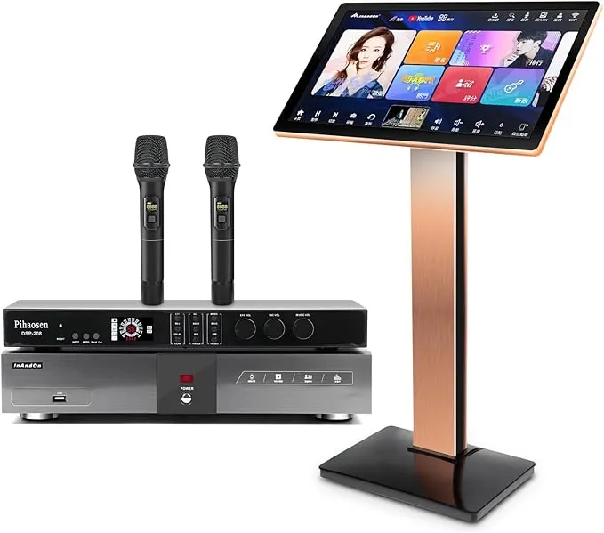 2024 New Chinese Karaoke Machine KV-V5 Max Karaoke Player, with Reverb Wireless Microphone, Pihaosen 22-Inch Capacitive Touch Screen Free Cloud