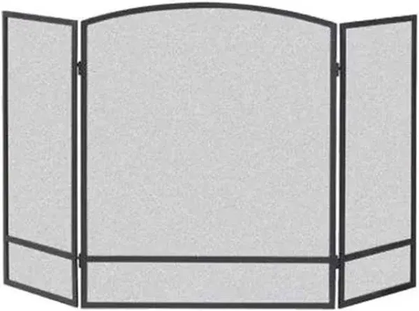 Panacea 15951 3-Panel Arch Screen with Double Bar for Fireplace- Black