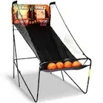 Foldable Double Shot Basketball Arcade Game - Electronic Scoring Timer, 4 Balls