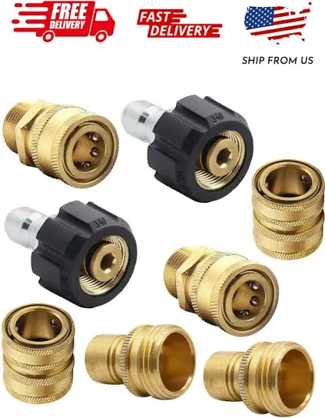 Twinkle Star Pressure Washer Adapter Set, Quick Disconnect Kit, M22 Swivel to 3/8'' Quick Connect, 3/4" to Quick Release