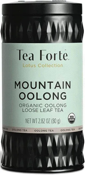 Tea Forte Mountain Oolong Organic Herbal Tea, Loose Tea Canister Makes 35-50 Cups, Lotus Organic Herbal Tea, 2.82 Ounces