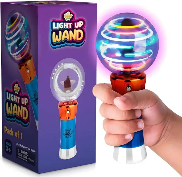 IPIDIPI TOYS Spinning Light Up Wand for Kids - Light Up Spinner Toy, Spinning Globe Toy, Special Needs Sensory Toys for Children with Autism, 4th of July Toys