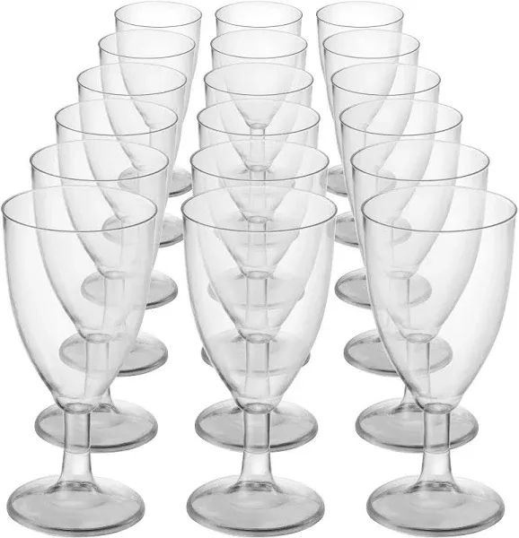 JoyServe Bulk 7 oz Plastic Disposable Wine Glasses